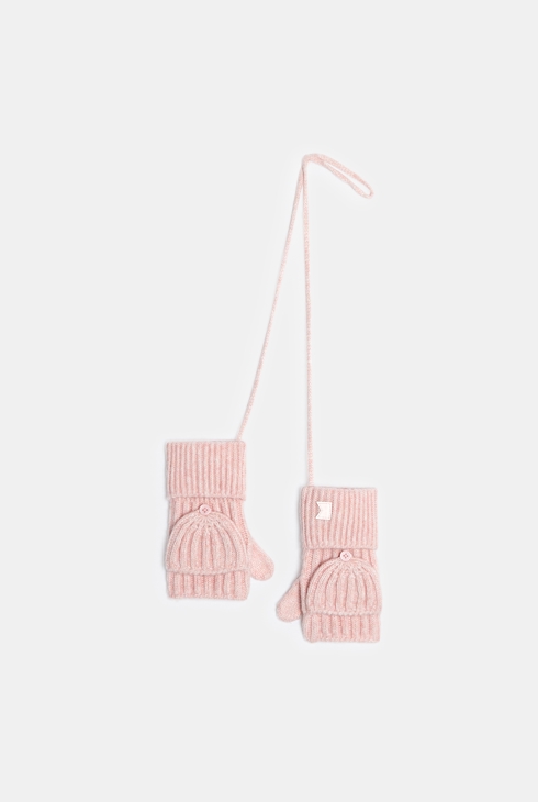 Gerippte Fäustlinge/Halbhandschuhe in Rosa für Mädchen