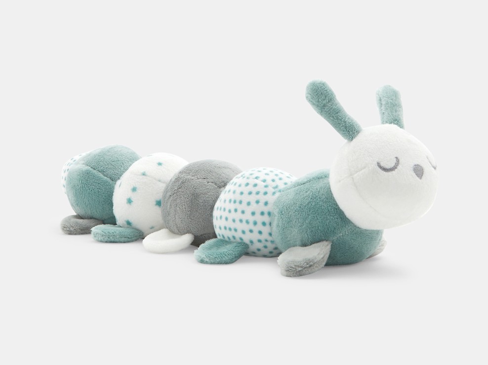 Doudou chenille en velours vert naissance 1
