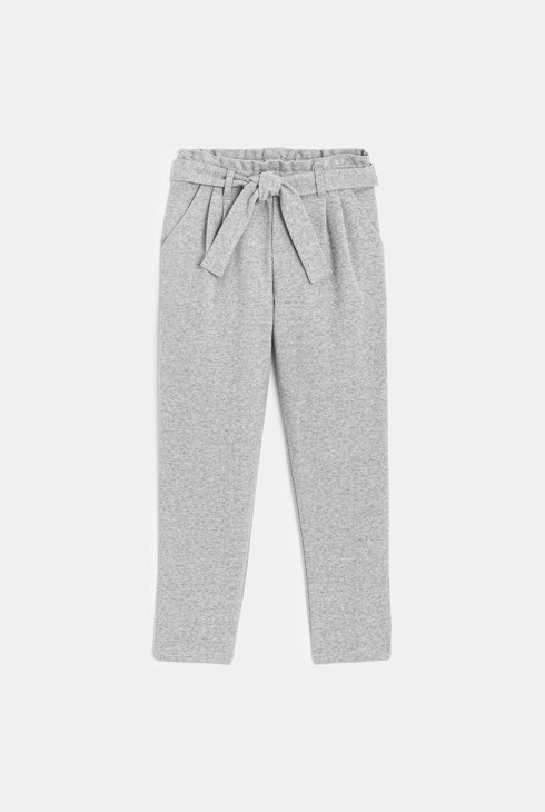 Pantalon chino ceinturé gris fille