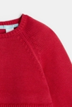 Robe bi-matière maille tricot et seersucker coeur rouge bébé fille 3