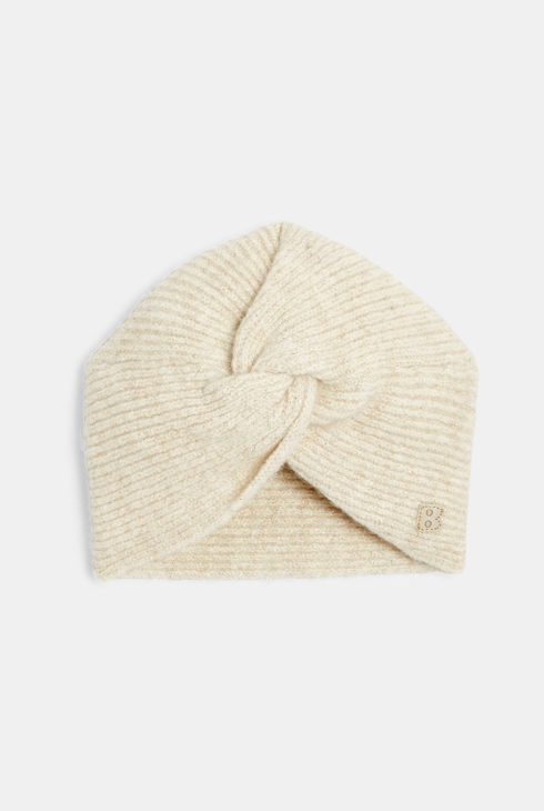 Bonnet maille tricot esprit turban beige bébé fille 1