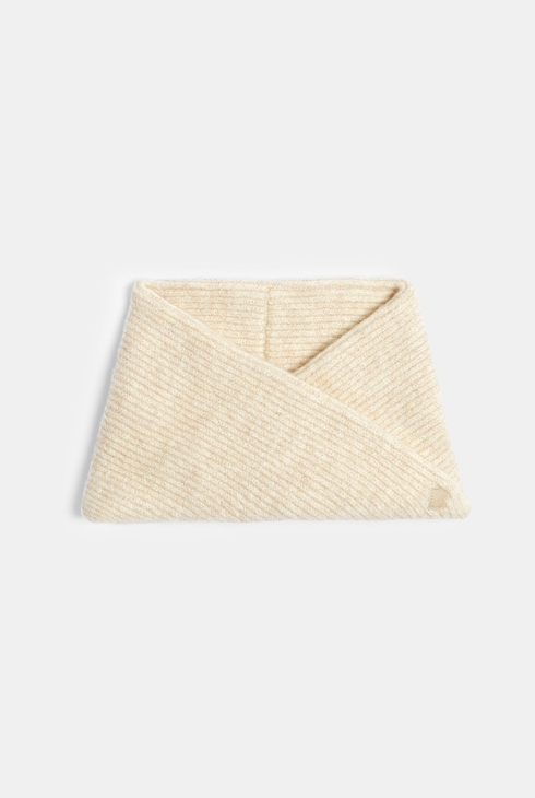 Snood croisé en maille tricot beige bébé fille 1