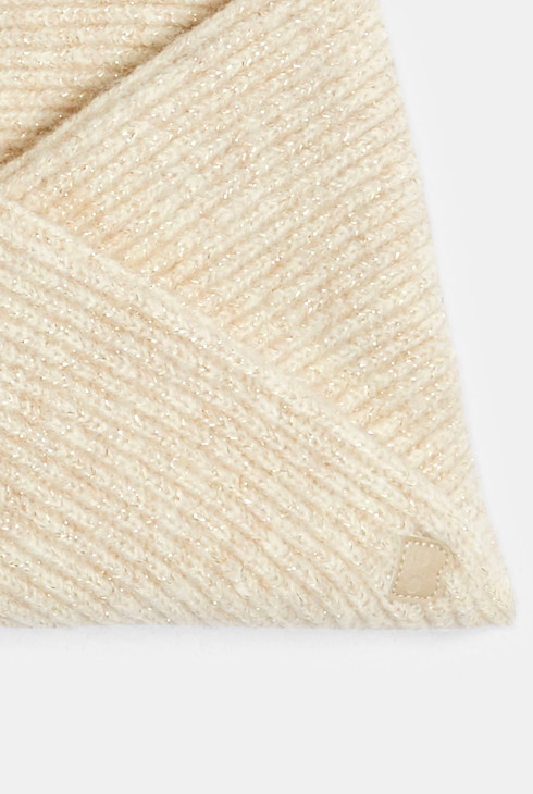 Gekruiste gebreide snood beige babymeisje 2