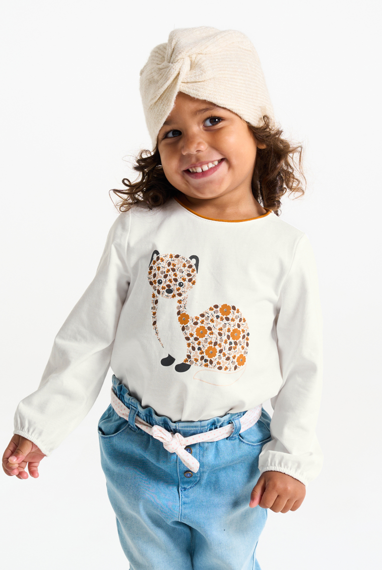 Camiseta estampado animales marrón bebé niña 1
