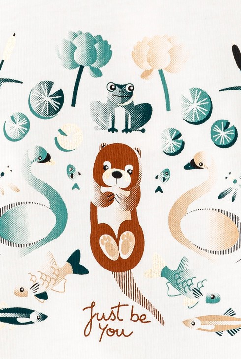 T-shirt impression animaux vert bébé fille 2