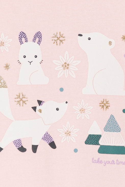 T-shirt col roulé animaux rose bébé fille 2