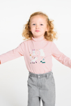 T-shirt col roulé animaux rose bébé fille 1