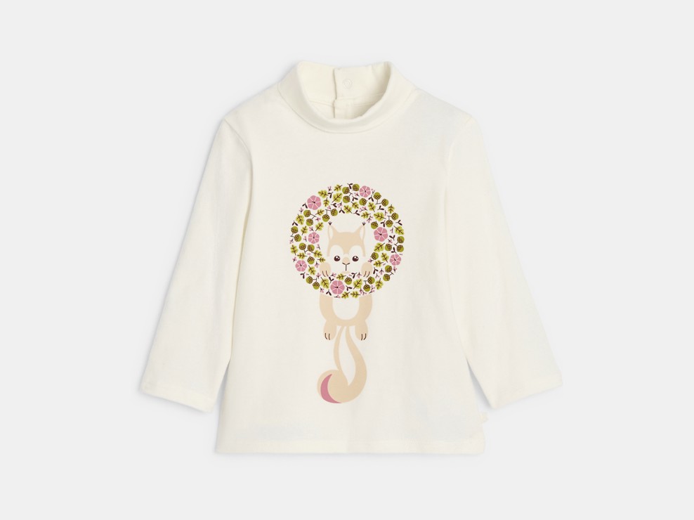 Rollkragen-T-Shirt Eichhörnchen für kleine Mädchen 1