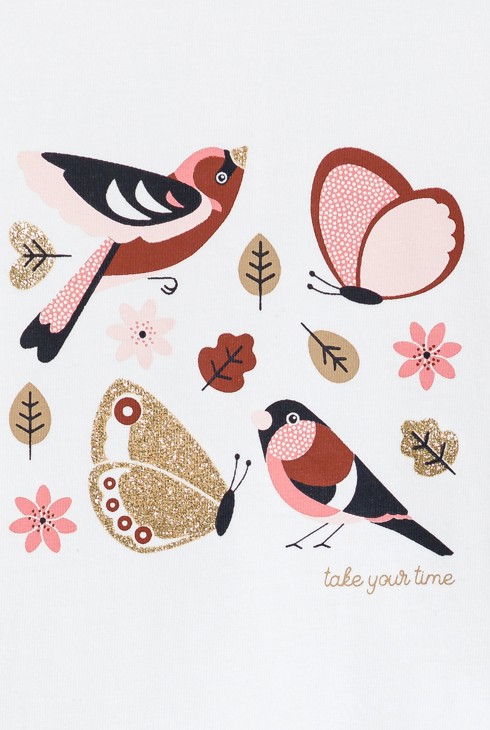 Koszulka z golfem w ptaszki niemowlę dziewczynka 2