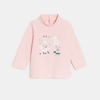 T-shirt col roulé animaux rose bébé fille