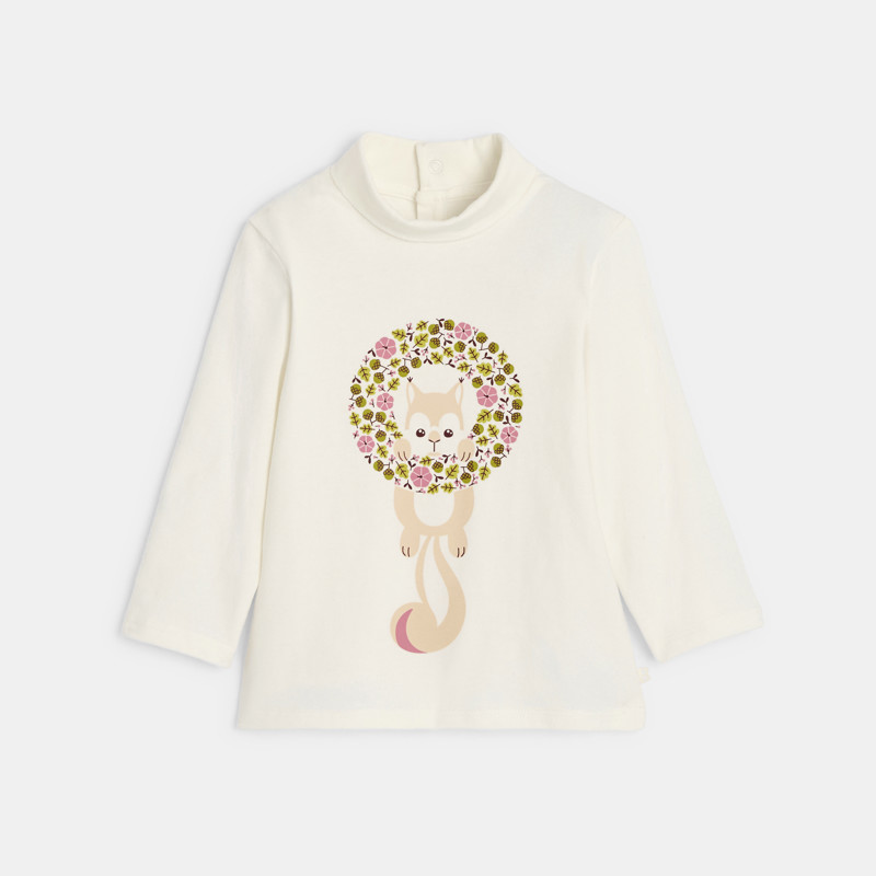 Rollkragen-T-Shirt Eichhörnchen für kleine Mädchen