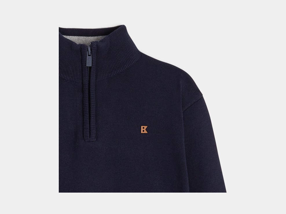 Pull à col montant bleu marine Garçon 2