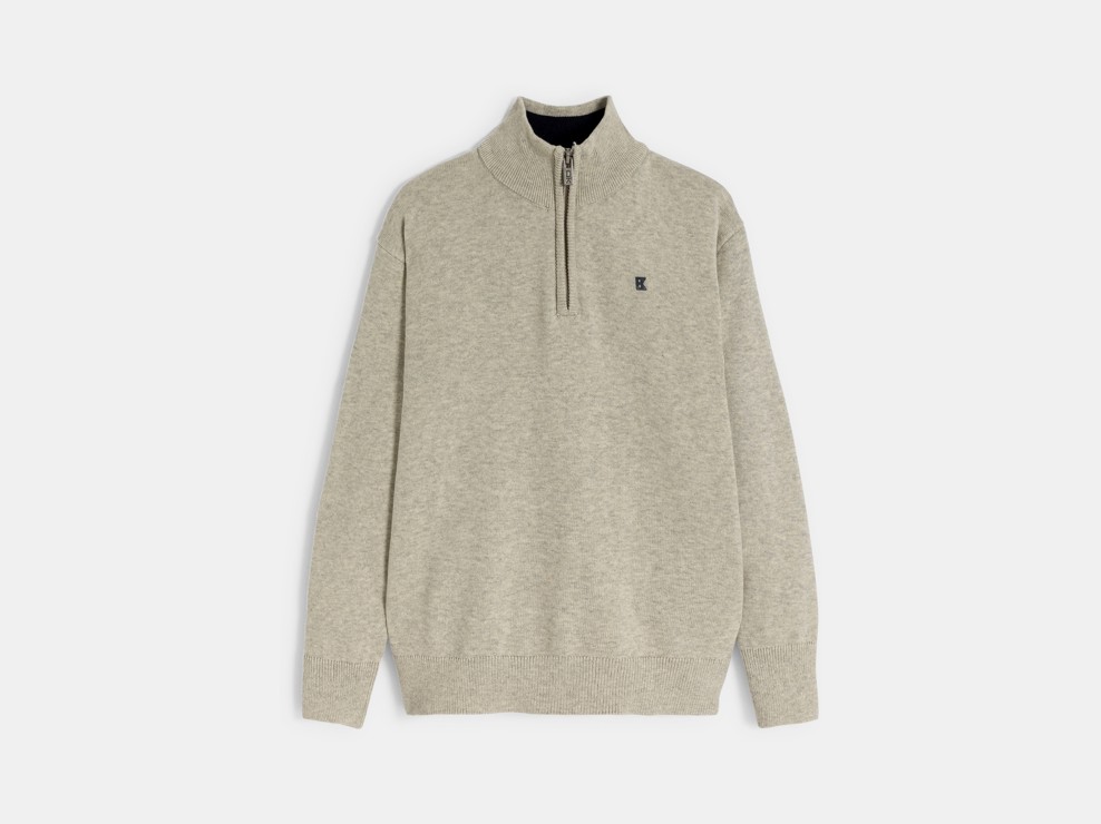 Pullover mit Stehkragen beige meliert Jungen 1