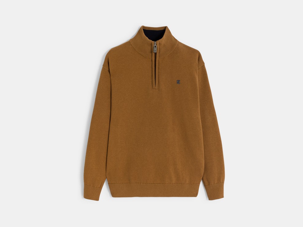 Brauner Pullover mit Stehkragen für Jungen 1