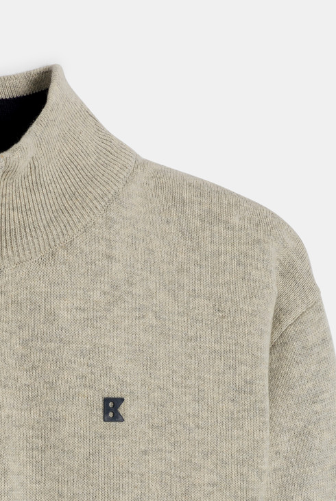 Pulover s visokim ovratnikom u bež meliranoj boji za dječake 2