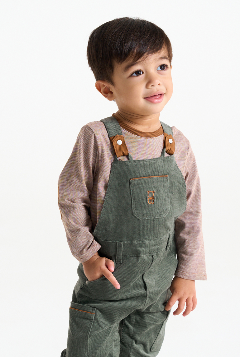 Grüne Latzhose aus Cordstoff Baby Jungen 1
