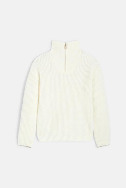 Gerippter Truckerpullover, ecru, Mädchen 2