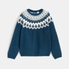 Pull jacquard scandinave bleu Fille