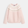 Pull jacquard scandinave rose pastel Fille