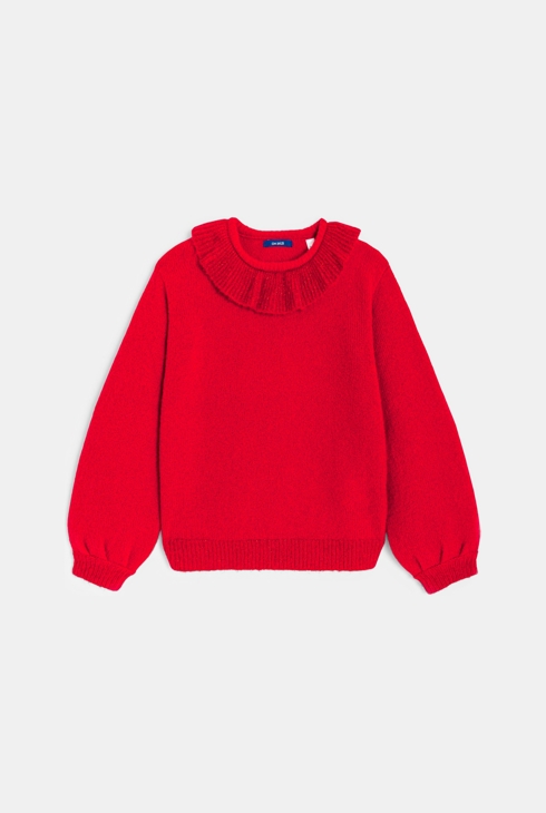 Pull à col collerette rouge Fille