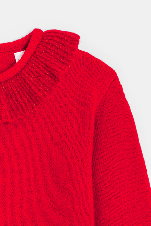 Pull à col collerette rouge Fille