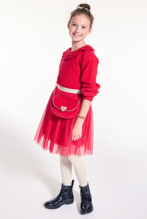 Roter Pullover mit Halskrause für Mädchen 2