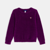 Pull moelleux brodé violet Fille