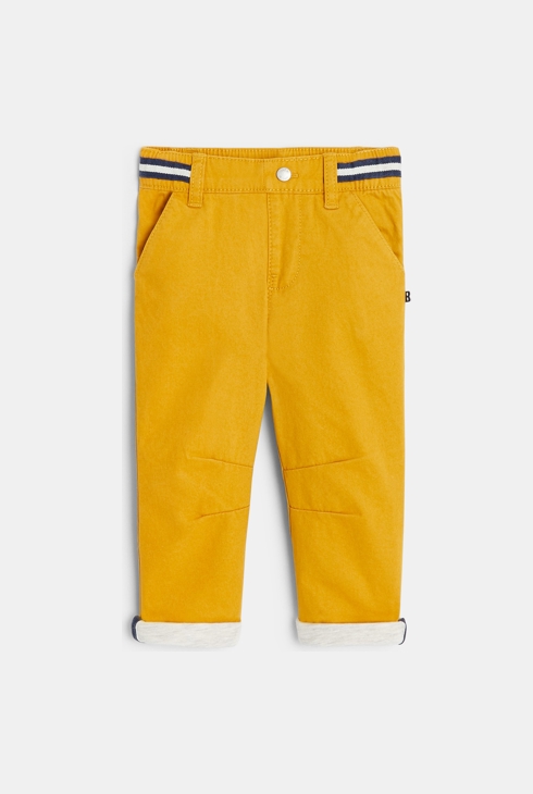 Pantalon coton taille élastiquée jaune bébé garçon 1