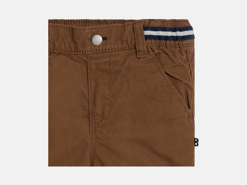 Pantalon coton taille élastiquée marron bébé garçon 2