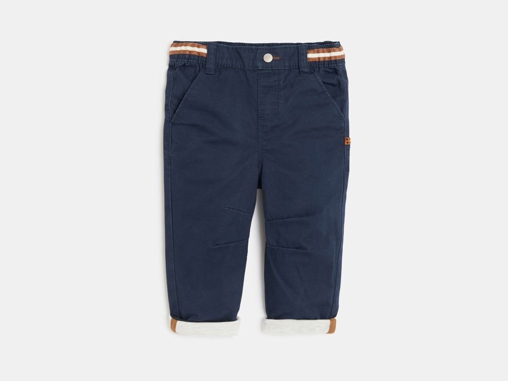 Pantalon coton taille élastiquée bleu marine bébé garçon 1