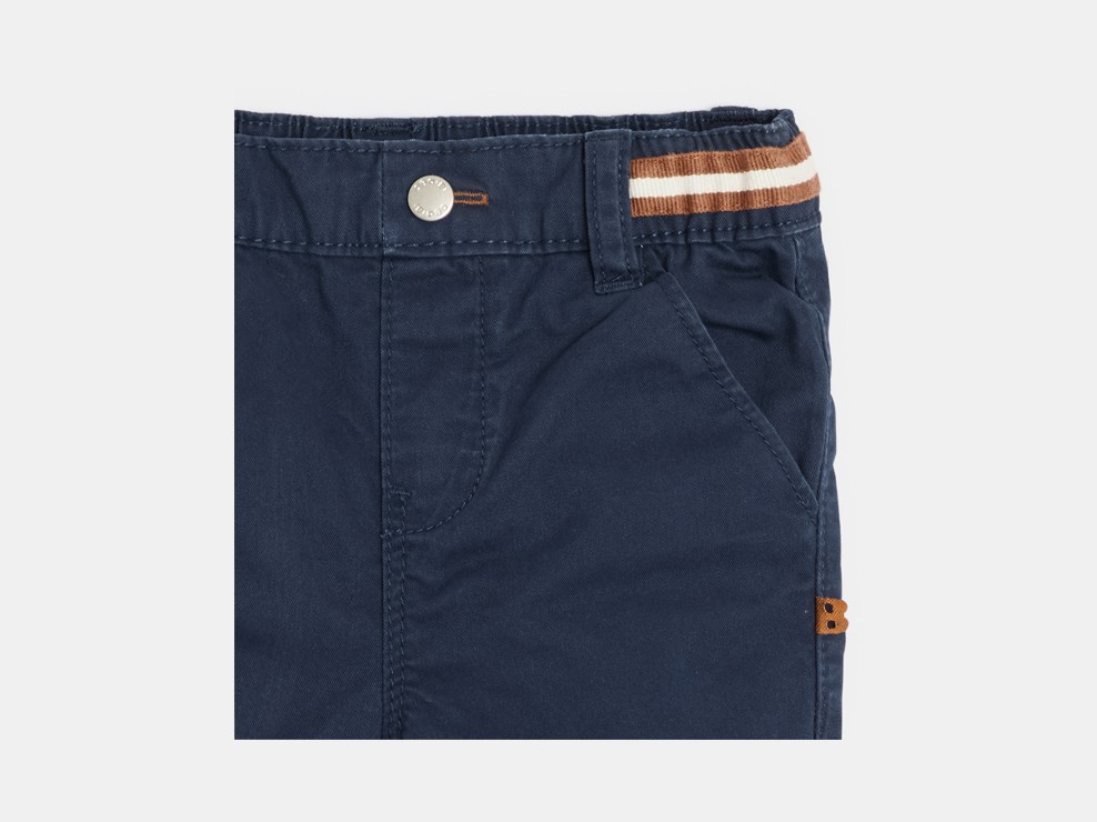 Pantalon coton taille élastiquée bleu marine bébé garçon 2