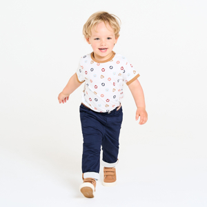 Baby boy's navy blue cotton trousers with elasticated waist 1