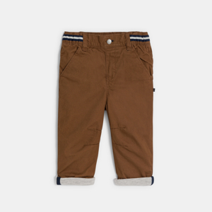 Baby boy's brown cotton trousers with elasticated waist 1