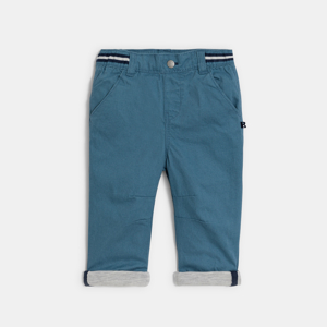 Baby boy's blue cotton trousers with elasticated waist 1