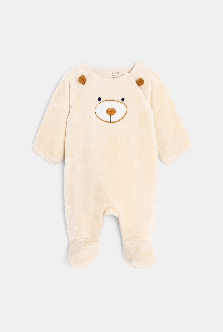 Surpyjama chaud en soft boa ours beige naissance 1