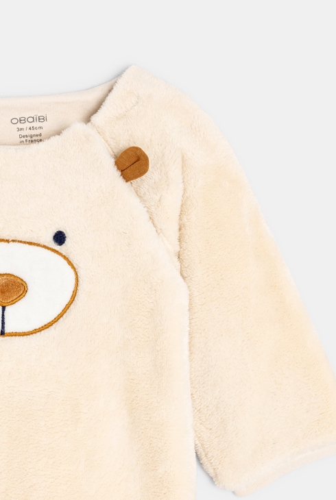 Surpyjama chaud en soft boa ours beige naissance