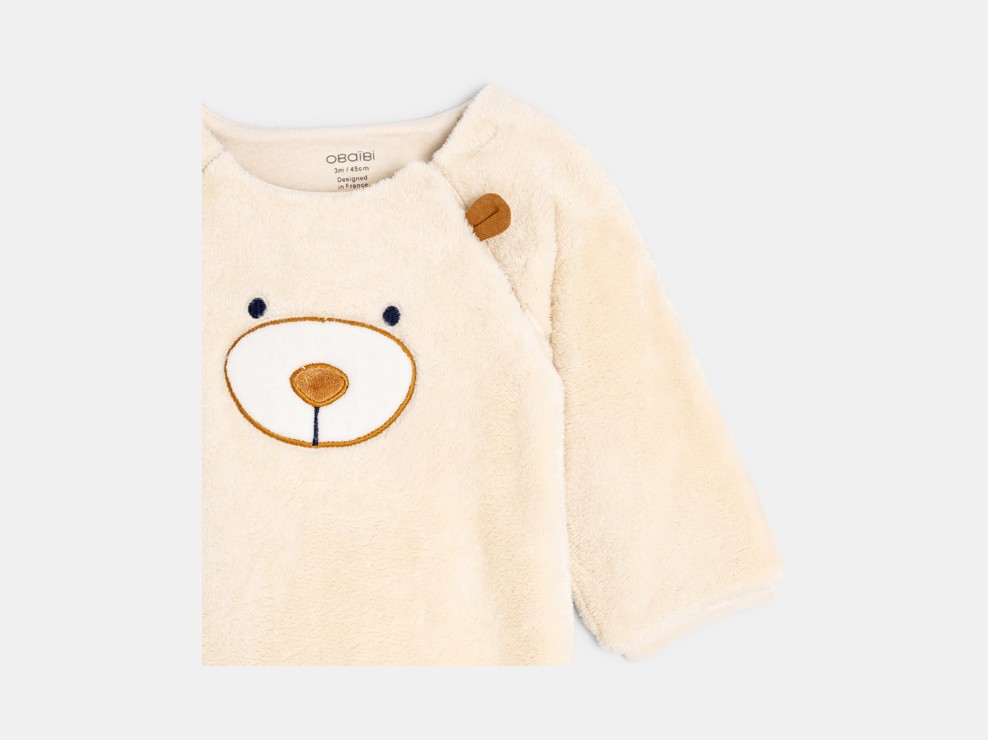 Sobrepijama cálido de boa suave con oso 2