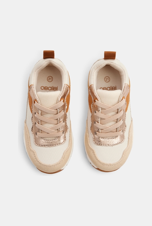 Baskets running beige bébé fille