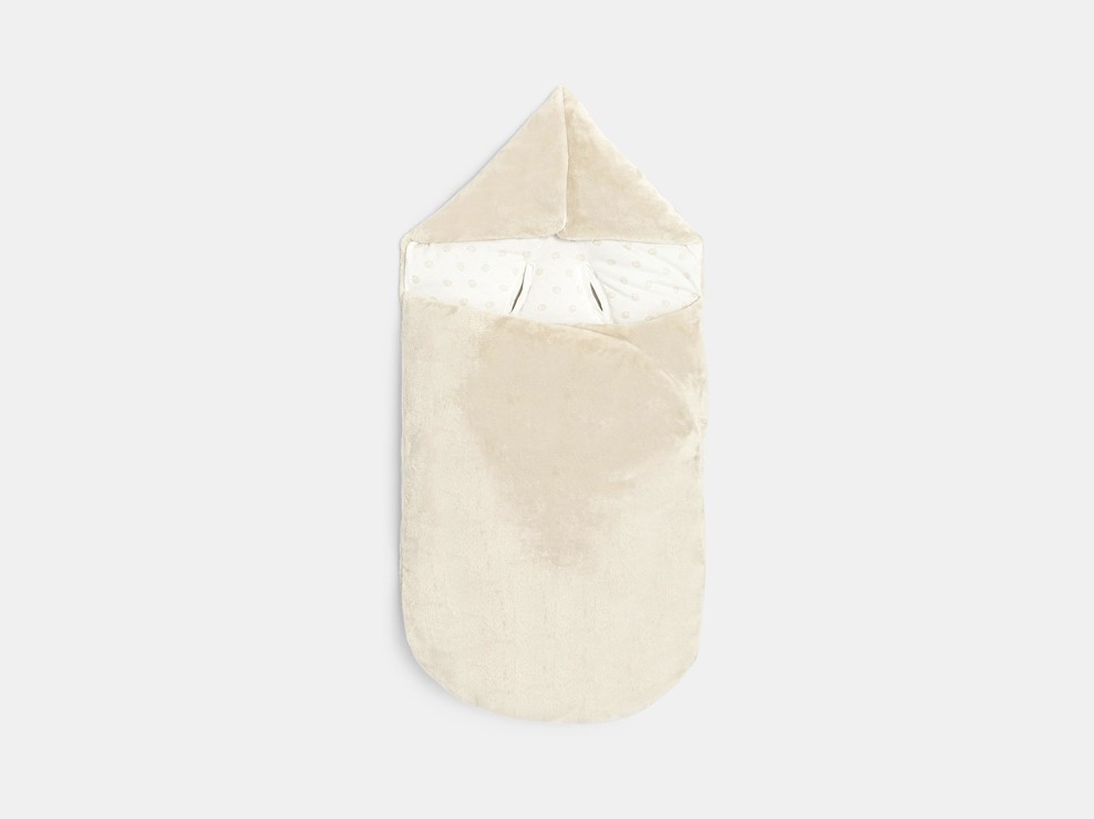 Nid d'ange molletonné en velours beige naissance 2