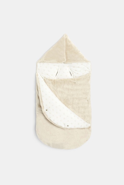 Nid d'ange molletonné en velours beige naissance