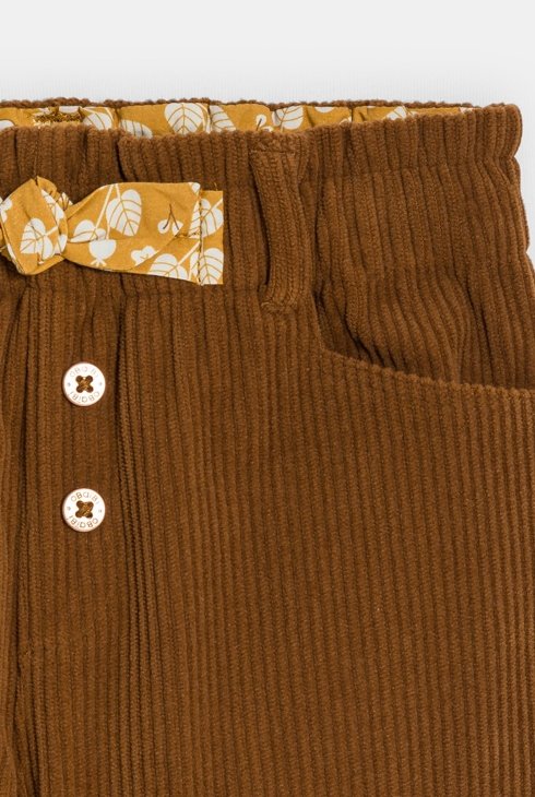 Pantalon velours côtelé marron bébé fille