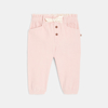 Pantalon velours côtelé rose bébé fille