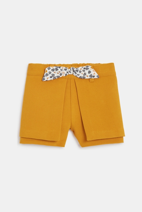 Short chaud à pans jaune bébé fille