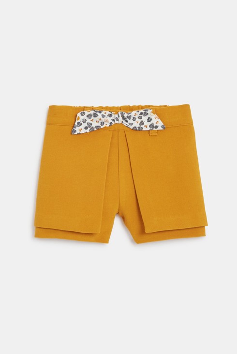 Short chaud à pans jaune bébé fille 2