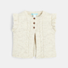 Gilet en maille tricot sans manches blanc bébé fille