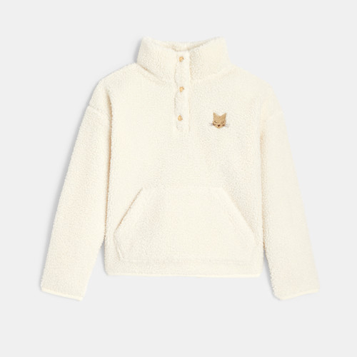 Sweat En Moumoute Polaire Écru Fille - Blanc Meringue - 12A - OKAIDI