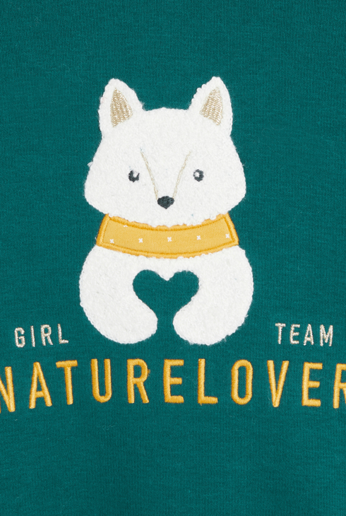 Sweat-shirt à capuche à message vert Fille 2