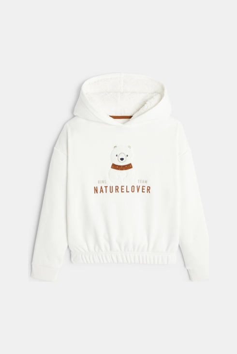 Sweat-shirt à capuche à message blanc Fille 1