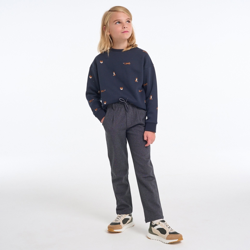 OKAIDI - Pantalon chino en maille chinée gris clair Garçon - Garcon