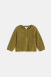 Gilet maille tricot torsadée vert bébé fille